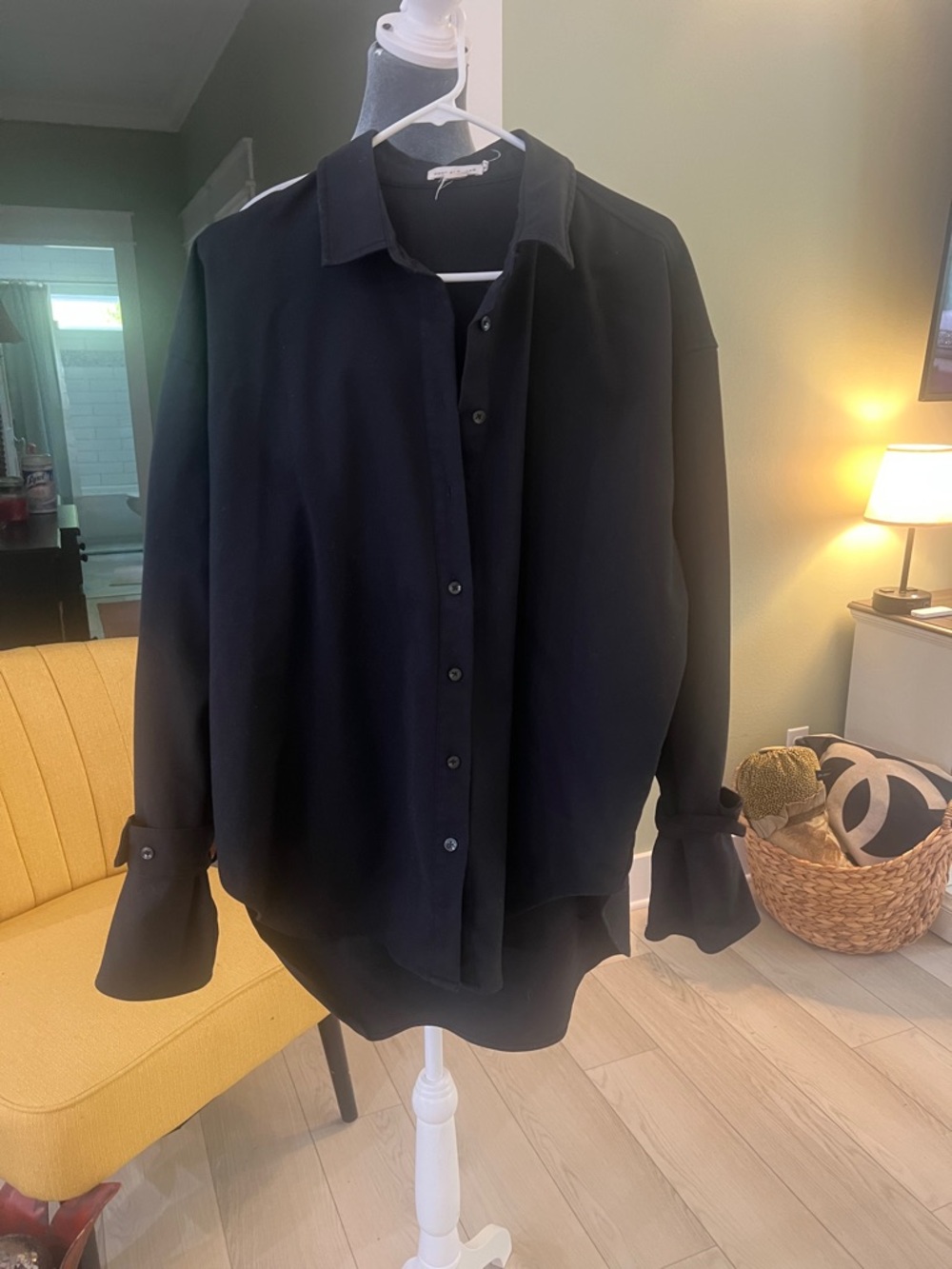 Good American Black Crewneck button down shirt